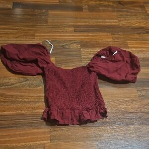Elegant Burgundy Smocked Women's Top